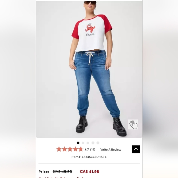 Torrid Kewpie Cropped Short Sleeve Tee White & Red Size 2x NWT - Picture 8 of 8